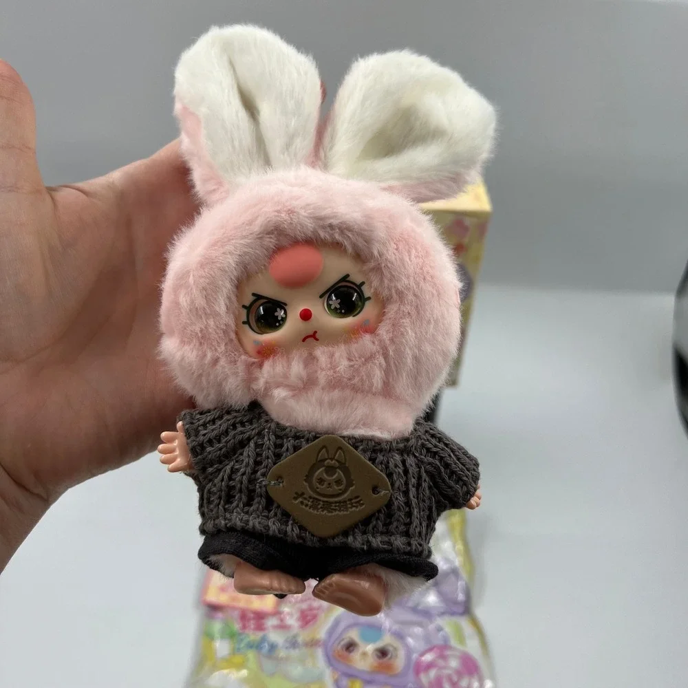 Baby Three Miniature Bunny Light Pink Rabbit Plush Special Eyes Blind Box Figure